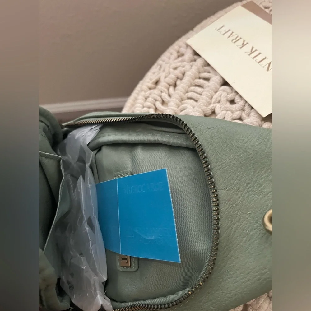 New Sage Green Sling Bag with Patterned Strap - Picture 7 of 7